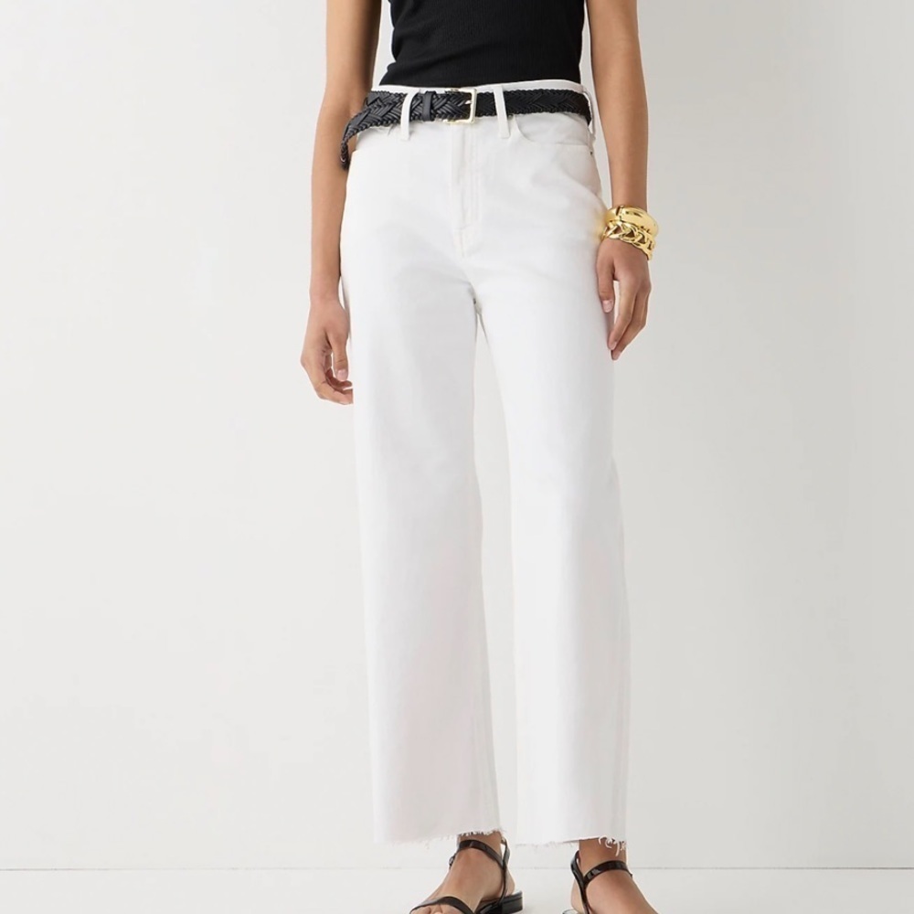 J crew slim wide leg jeans white wash
